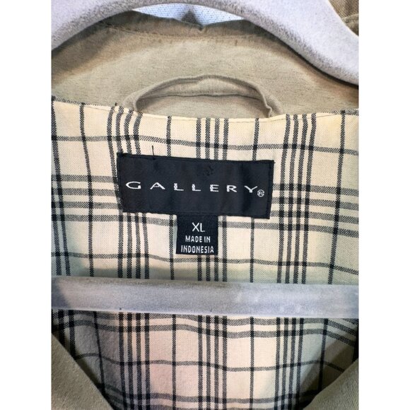 Gallery Womens Double-Breasted Coat XL Beige Tan Plaid Lining - Picture 3 of 13